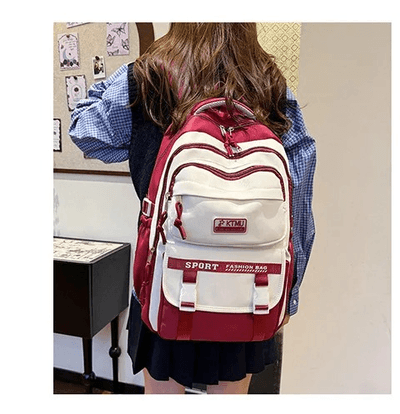 Academy Style School Bag Book Bag Lightweight College Student Backpack(Red)_img_0