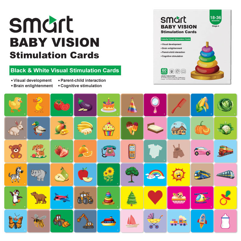 Smart BABY VISION Stimulation Cards 18-36 MONTHS Stage-4 Colorful Visual Stimulation Cards
