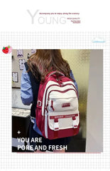 Academy Style School Bag Book Bag Lightweight College Student Backpack(Red)
