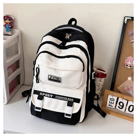 Academy Style School Bag Book Bag Lightweight College Student Backpack(Black) (Copy)