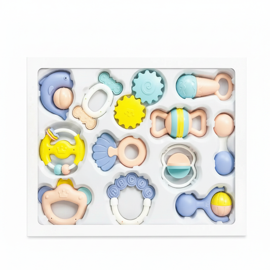 HUANGER Baby Rattles Set 12 Pcs - BPA-Free pastel colored sensory toys for newborns 0-12 months