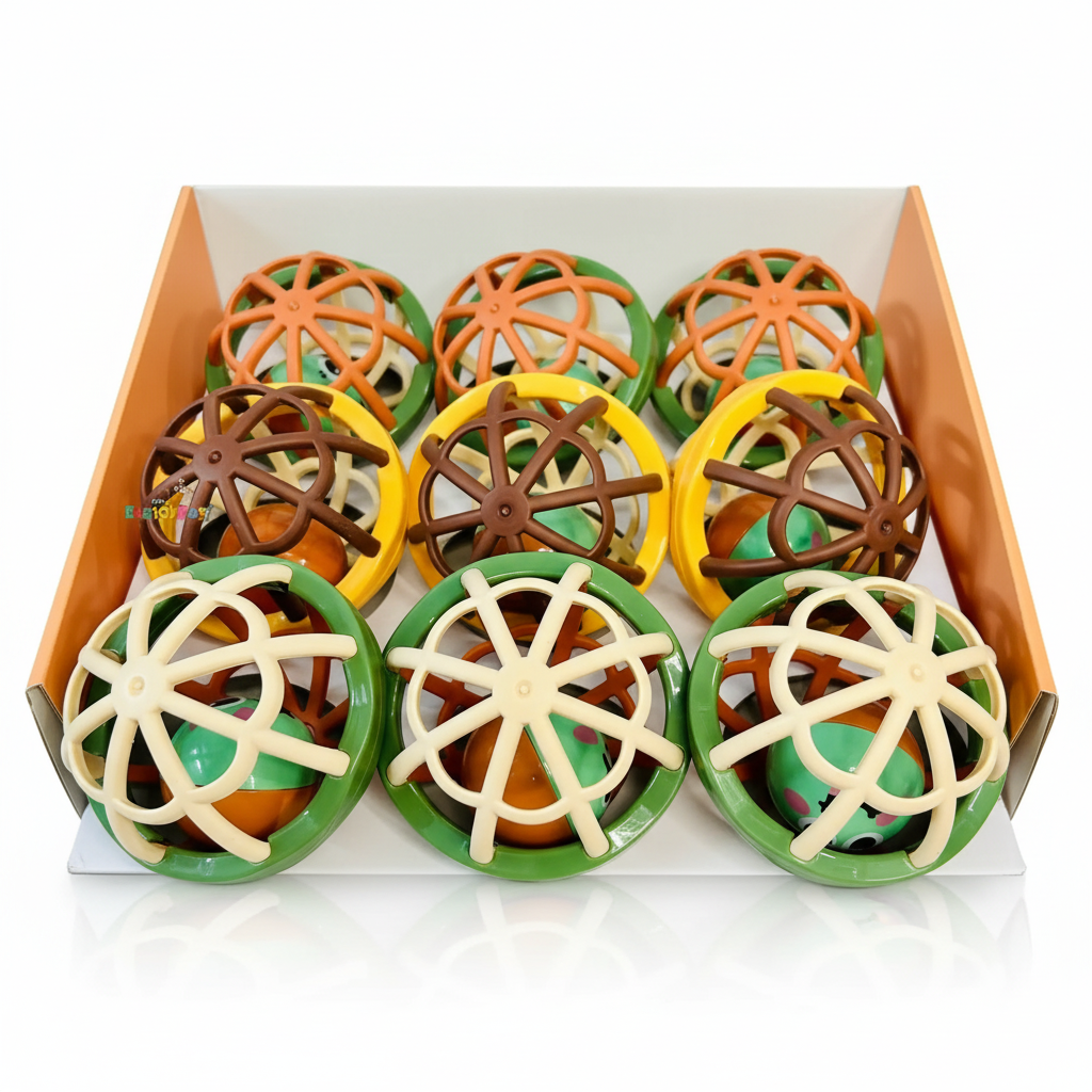 Premium Baby Rattle and Teether Ball - colorful cage design sensory toy for 6+ months babies