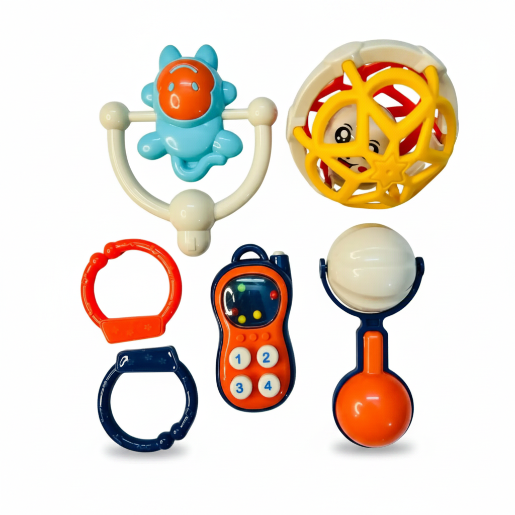 5-Piece Baby Rattle and Teether Set - logo-free clean product photo