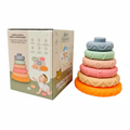 Silicone Building Blocks 3D Stacking Soft Rings 6 Pcs with box - baby sensory toy