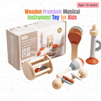 Wooden musical instrument toy 5-piece set with packaging box - Age 3+ years