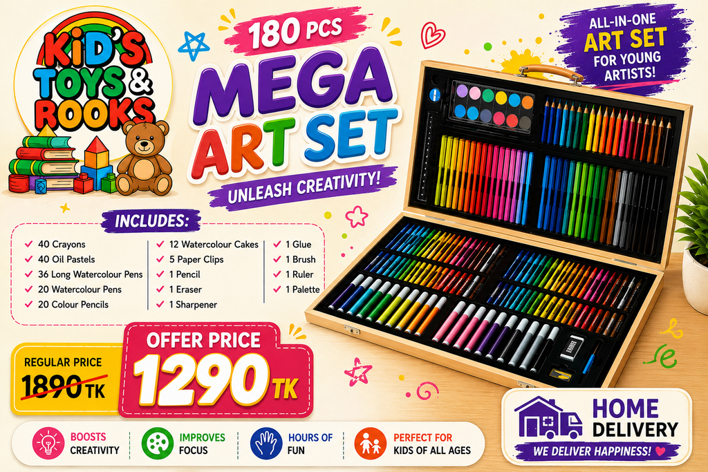 180Pcs Kids Drawing Painting Set Wood Box Art Set Children Drawing Supplies