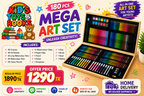 180Pcs Kids Drawing Painting Set Wood Box Art Set Children Drawing Supplies