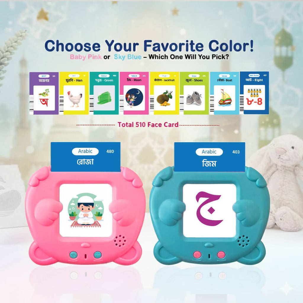 Child holding smart learning card device