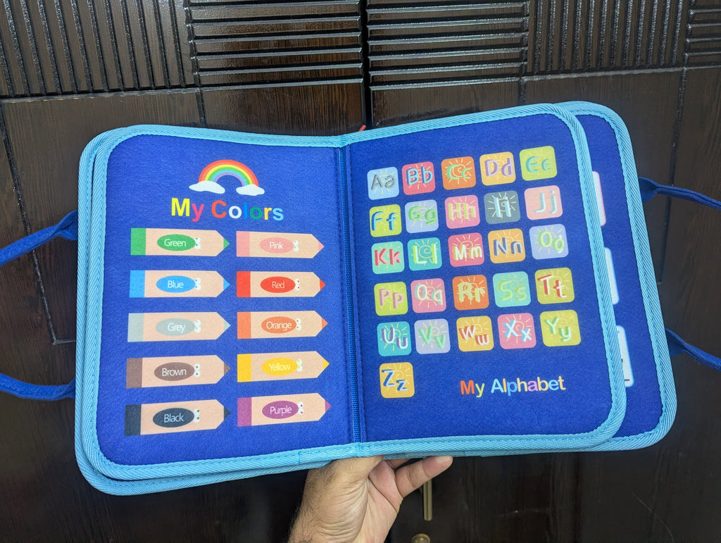 Busy Book Blue 10 Pages – Montessori Felt Activity Book for Toddlers Age 2-5